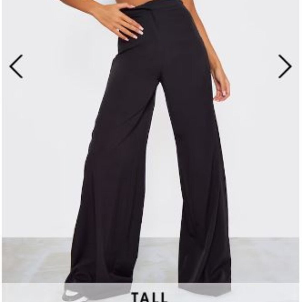 PrettyLittleThing - Tall Black Tailored Extreme Wide Leg Pants - US 8/UK12